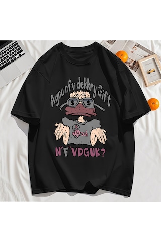 Startmore Y2k Vintage Tişört Tee Bir İnsan Gözlük Giyen Baskı Siyah
