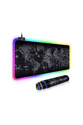 Miaxtreme 90x40 Rgb Dünya Desenli Mouse Pad Led Işıklı Su Geçirmez Dünya Desen Gaming Mousepad 90x40