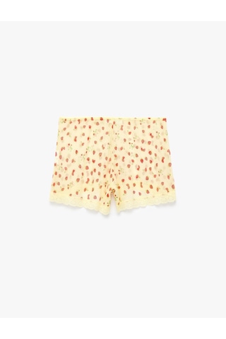 Koton Dantel Detaylı Desenli Rahat Kesim Şort Pijama Altı Ekru Desenli 6slk80046mk