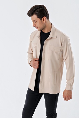 Bigdart 20193 Oversize Erkek Gömlek - Krem 001