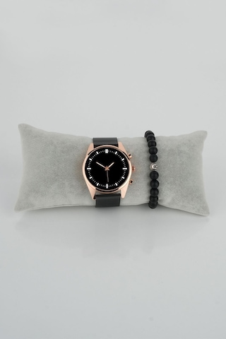 Nokta Kadran Model 7 Dereceli Rose Gold Çerçeve Kadın Kol Saati Bileklik Hediye Altın - Siyah
