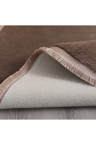 My Evilla Modern Dekoratif Oval Spor Saçaklı Puffy Peluş Halı Yolluk 001