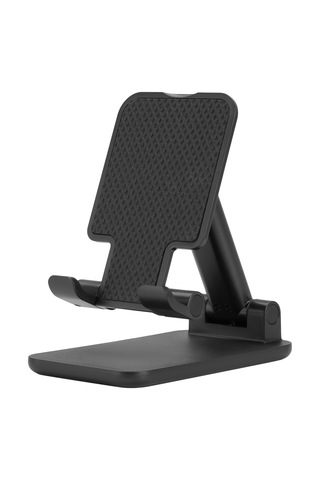 Ayarlanabilir Yükseklikli Masaüstü Telefon Ve Tablet Standı Katlanabilir, Çok Açılı, Kaymaz Silikon Pedli Tutucu Siyah