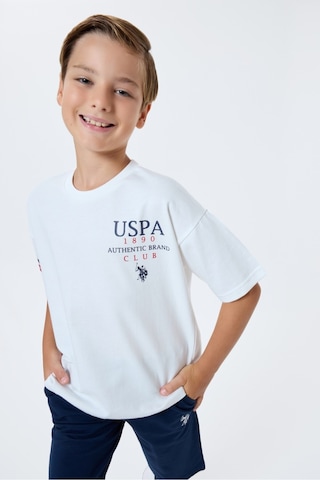 U.S. Polo Assn. Erkek Çocuk Bermuda Takım, İki İplik, Pamuk / Cotton Beyaz