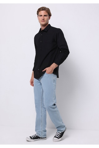 Colin's Colins Slim Fit Shirt Neck Düz Erkek Siyah Uzun Kol Gömlek Cl1070376 Q1.v2 Blk Siyah