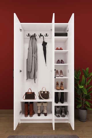 Asra Trend Vestiyer & Portmanto V-07 %100 MDF 3 Kapaklı Ayakkabılık Dolabı Beyaz