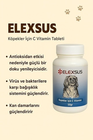 Köpekler Için C Vitamini Tableti 50g Bağışıklık Güçlendirici, Aromalı Takviye