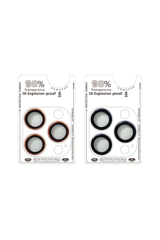 Binano Apple Uyumlu iPhone 17 Pro/17 Pro Max/16 Pro/16 Pro Max Safir Turuncu Kamera Koruyucu Turuncu