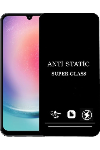Samsung Galaxy Uyumlu A24 Anti Statik Ekran Koruyucu Toz Tutmayan Kırılmaz Cam