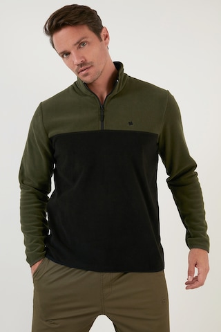 Buratti Regular Fit Anti-Pilling Tüylenme Yapmayan Dik Yaka Kışlık Şardonlu Erkek Polar 5906016 Haki