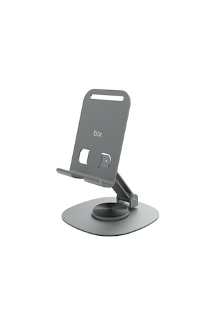 Bix Ts01 Açılı Yükseklik Ayarlı Metal Tablet Telefon Standı Gri