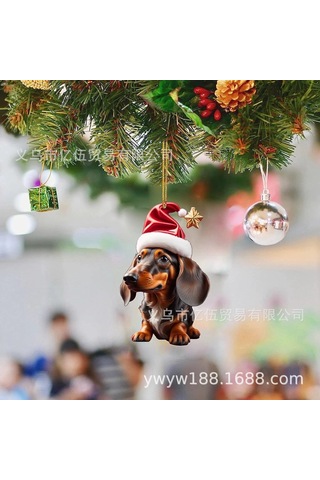 Qingmipy Yılbaşı Dachshund Araç İçi Aksesuarı - Akrilik Düz Yüzeyli Dayanıklı Dekorasyon Asma 6+ Ve 8+2  Mavi