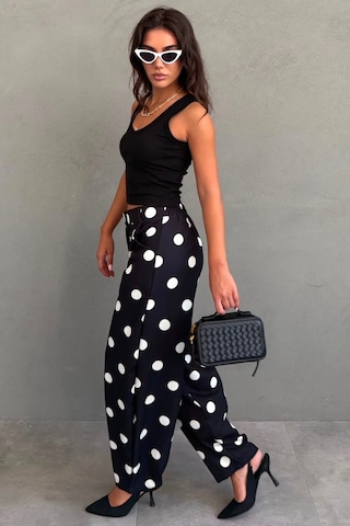 Madmext Siyah Puantiyeli Beli Lastikli Balon Kadın Pantolon Mg2886