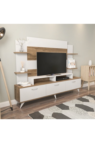 Decorotika Diana Tv Ünitesi Beyaz Ceviz Beyaz - Ceviz