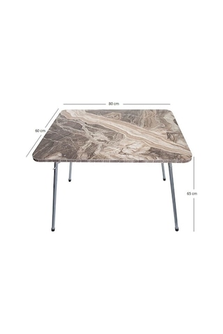 Bofigo 60 x 80 CM Mermer Desenli Katlanır Balkon Bahçe Kamp Piknik Masası Çok Renkli