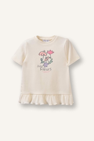 Defacto Bisiklet Yaka Floral Fitilli Kaşkorse Uzun Kollu Tişört Kız Bebek H3000a526smwt47 Beyaz-wt47