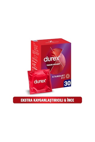 Durex Yakın Hisset İnce Prezervatif 30'lu, Standart Fit