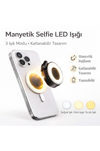 Manyetik Mini Led Telefon Işığı Magsafe Uyumlu Selfie & Video Çekim Işığı Katlanabilir Vlog Işığı