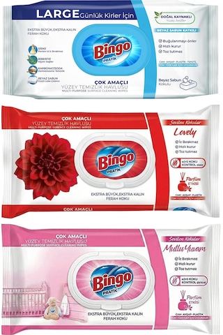 Bingo Yüzey Temizlik Havlusu 96 Lı 3 Lü Karma Paket Beyaz