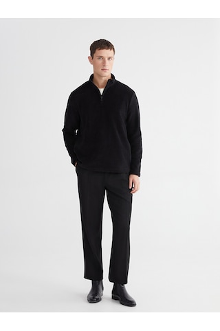 Lcwaıkıkı Classic Siyah Dik Yaka Polar Erkek Sweatshirt