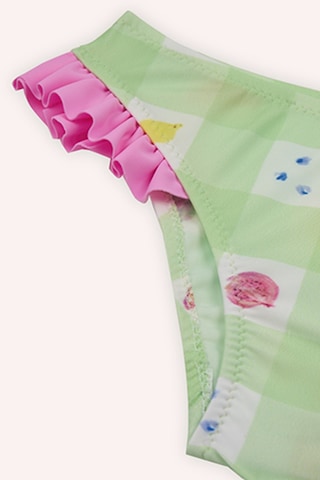 Panço Kız Çocuk Meyve Desenli Bikini Yeşil 2412GK42009