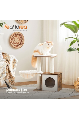 Woodywonders Kediler İçin Küçük Kedi Ağacı, İç Mekan Kediler İçin Modern Kedi Kulesi, Tırmalama Direkli Kedi E