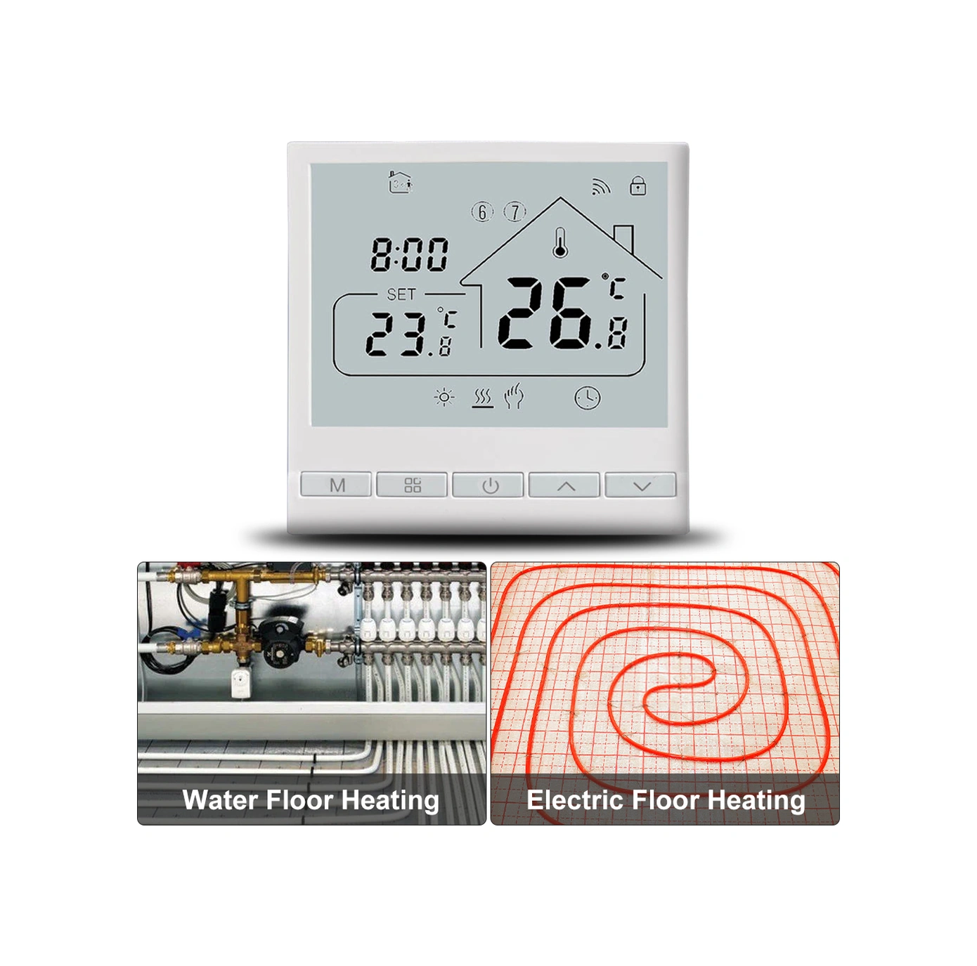 Hombey Beyaz Wifi Akıllı Isıtıcı Termostatı 16a, Tuya Uygulaması İle Kontrol, 6 Zaman Programı, Led Ekran, Amazon Ve Google Home Sesli Komut Desteği