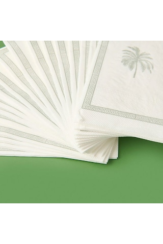 Evidea Kitchen 20'li Palmiye Desen Peçete - Gri / Beyaz - 16x8 Cm