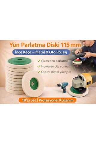 Senbang Yün Parlatma Diski 115 Mm 10 Lu Set İnce Keçe Polisaj Diski Metal Ve Oto Cila