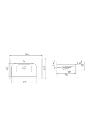 Turkuaz Seramik Cerastyle Frame Lavabo 70CM Damlalıklı Sifonsuz