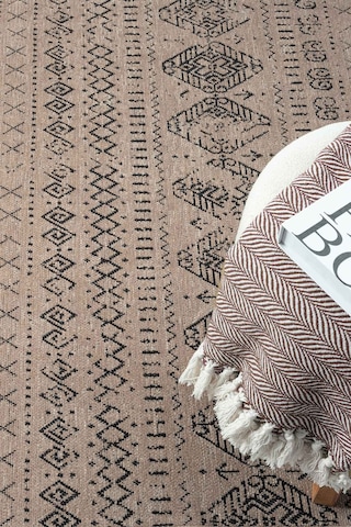 Gaia Bej Halı Yıkanabilir Kaymaz Taban Şönil Kilim Dokuma Pamuk Taban Kilim 10354 Bej