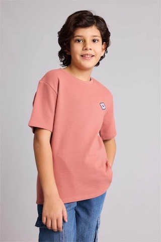Defacto Oversıze Bisiklet Yaka Aplike Kısa Kollu Tişört Erkek Çocuk G6988a826smbr96 Pembe-br96