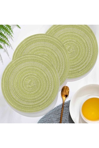 Flybuy Isıya Dayanıklı Kaymaz Amerikan Servis Matı, Yıkanabilir Çimen Yeşili, 18 Cm, 4 Adet Çimen Yeşili