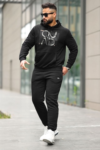 Tommy Life Erkek Kapüşonlu Cepli Sweatshirt 88010 Siyah