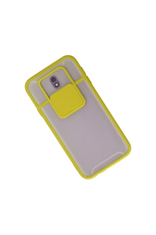 Cosmotex Newface Samsung Galaxy J7 Pro / J730 Kılıf Palm Buzlu Kamera Sürgülü Silikon - Sarı