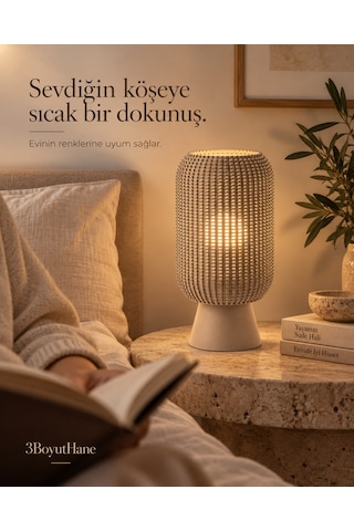 Modern Dekoratif Masa Lambası Salon Ve Yatak Odası İçin Abajur, 10 Renk Seçeneği, E14 Led Uyumlu Bej