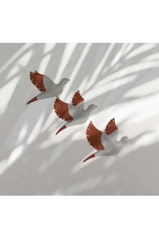 Dekoratif Üçlü Kumru Kuş Duvar Dekoru Süs 17 12 Cm 3 Lü Set