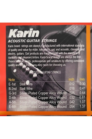 Karin K206 - Akustik Gitar Teli Takım Tel K-206