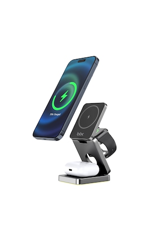 Bix BXMW7 15 W  Telefon Kulaklık Ve Saat İçin Kablosuz Şarj Standı