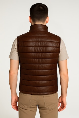 Derije Ramos Hakiki Deri Erkek Kahverengi Şişme Yelek