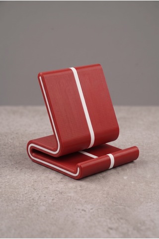 Vero Kırmızı Üzeri Beyaz Şeritli Masaüstü Telefon Tutucu Ve Tablet Standı - Modern Oyuncu Aksesuarı