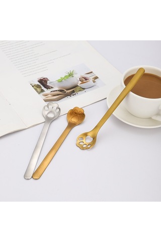 Jzcat 10 Adet 304 Paslanmaz Çelik Kedi Pençesi Kaşık Kahve Kaşığı Karıştırma Kaşığı