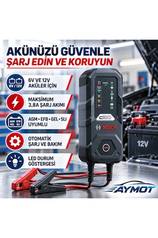 Bosch C30 Akıllı Akü Şarj Ve Bakım Cihazı 6v 12v 3,8a