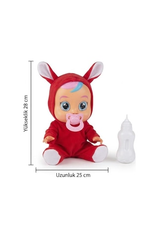 Kırmızı Kostümlü Ağlayan Ve Konuşan Et Bebek Emzikli Ve Biberonlu İnteraktif Oyuncak Bebek