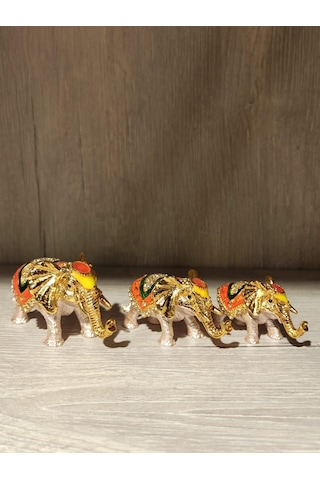 Swarovski Taşlı Fil 3'lü Mücevherlik / Dekoratif Biblo