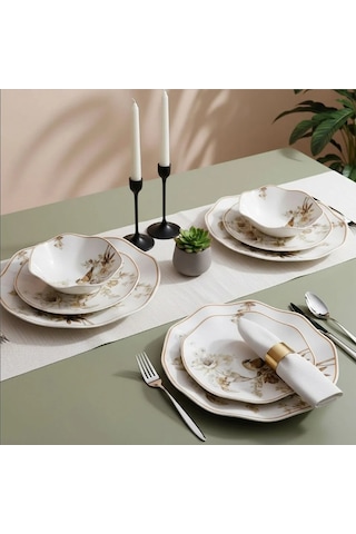 Güral Porselen Nesrin 24 Parça Yemek Seti 1891 Kahverengi