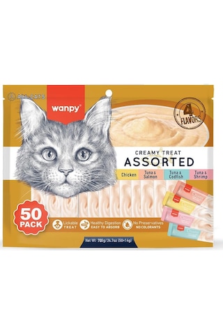 Wanpy Karışık 4 Lezzetli Krema Kedi Ödülü 50x14gr