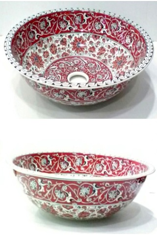 Can Seramik - El Dekoru Desenli Iznik Çini Lavabo