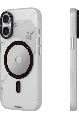 Apple Uyumlu iPhone 17 Kılıf M-safe Şarj Özellikli Disk Desenli Youngkit Disc Battle Kapak Gri Gri