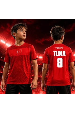 Bk Gift Kişiye Özel İsimli Ve Numaralı Baba&kız Set Türkiye Milli Takım Forması - Tek Yürek Milli Takım Ruhu Kırmızı